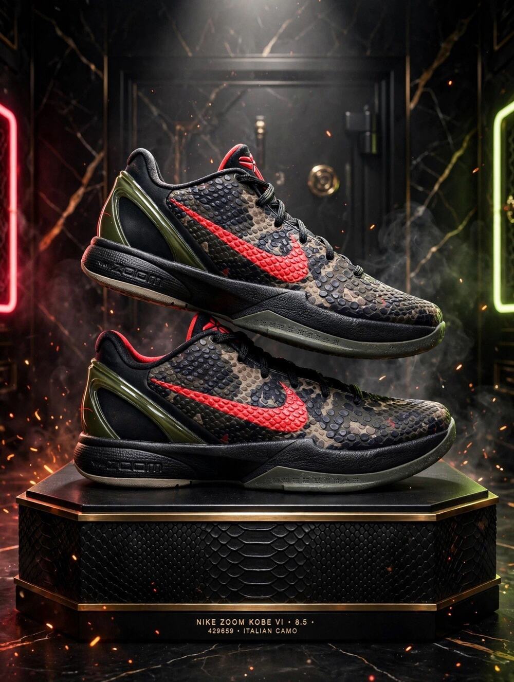 Size 8.5 - Nike Zoom Kobe 6 Italian Camo 429659-900 Black Crimson 2011 OG Box
